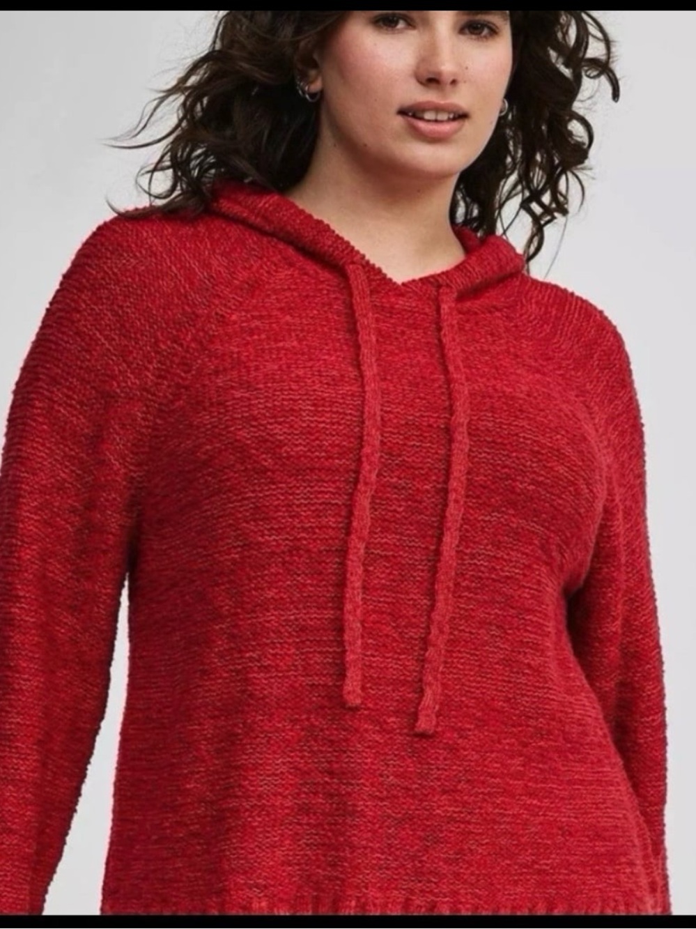 torrid Red Open-Knit Hooded Sweater worn once
